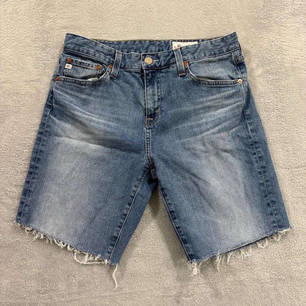 AG Adriano Goldschmied Shorts Cut Off JEANS Womens Size 28R Blue Denim Raw Hem